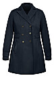 Plus Size Military Coat - navy