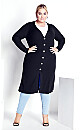 Plus Size Button Black Knit Cardigan