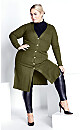 Plus Size Button Knit Khaki Cardigan