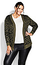 Plus Size Longline Print Cardigan - olive