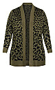 Plus Size Longline Print Cardigan - olive