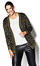 Plus Size Longline Print Cardigan - olive