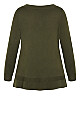 Plus Size Ribbed Trim Sweater - khaki