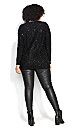 Sequin V Neck Jumper - black