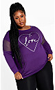 Mesh Sleeve Top - purple