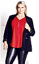 Plus Size Chloe Zip Plain Top - red