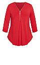 Plus Size Chloe Zip Plain Top - red