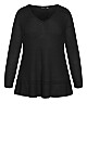 Waffle Ruffle Tunic - black