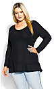 Waffle Ruffle Tunic - black