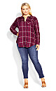 Plus Size Kylee Check Shirt - berry