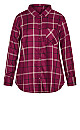 Plus Size Kylee Check Shirt - berry