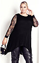 Plus Size Lacey Sleeve Tunic - black