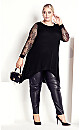 Plus Size Lacey Sleeve Tunic - black