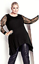 Plus Size Lacey Sleeve Tunic - black