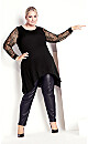 Plus Size Lacey Sleeve Tunic - black