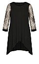 Plus Size Lacey Sleeve Tunic - black