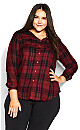 Plus Size Kylee Plaid Shirt - sangria