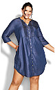 Plus Size Mae Pintuck Shirtdress - indigo