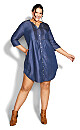 Plus Size Mae Pintuck Shirtdress - indigo