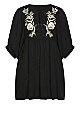 Plus Size Arla Embroidered Tunic Dress - black