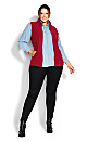 Plus Size Polar Fleece Vest - cherry