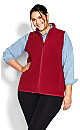 Plus Size Polar Fleece Vest - cherry