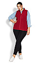 Plus Size Polar Fleece Vest - cherry