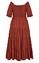 Puff Sleeve Maxi Dress - toffee