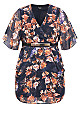 Color Wrap Print Dress - navy