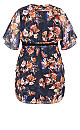 Color Wrap Print Dress - navy