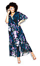 Stephanie Teal Print Maxi Dress