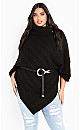 Aria Button Poncho - black