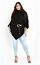 Aria Button Poncho - black