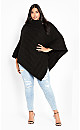 Aria Button Poncho - black