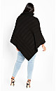 Aria Button Poncho - black