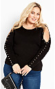 Cold Shoulder Sweater - black