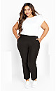 Women's Plus Size Cool Hand Woven Straight Leg Pant Black - petite