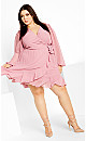 Women's Plus Size Dobby Ruffles Dress - musk