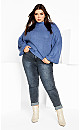 Women's Plus Size Angel Sleeve Jumper - denimblue melange