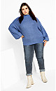 Women's Plus Size Angel Sleeve Jumper - denimblue melange