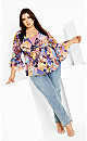 Women's Plus Size Charlie Print Top - quilted blooms