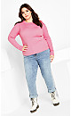 Women's Plus Size 70s Rib Jumper - pink