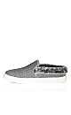 Plus Size Markie Tweed Fur Trim Slip On  - gray