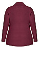 Plus Size Lace Up Cowl Neck Pullover - berry