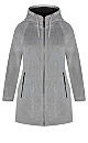 Plus Size Faux Wool Hood Coat - gray