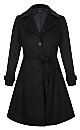 Frill Back Coat - black